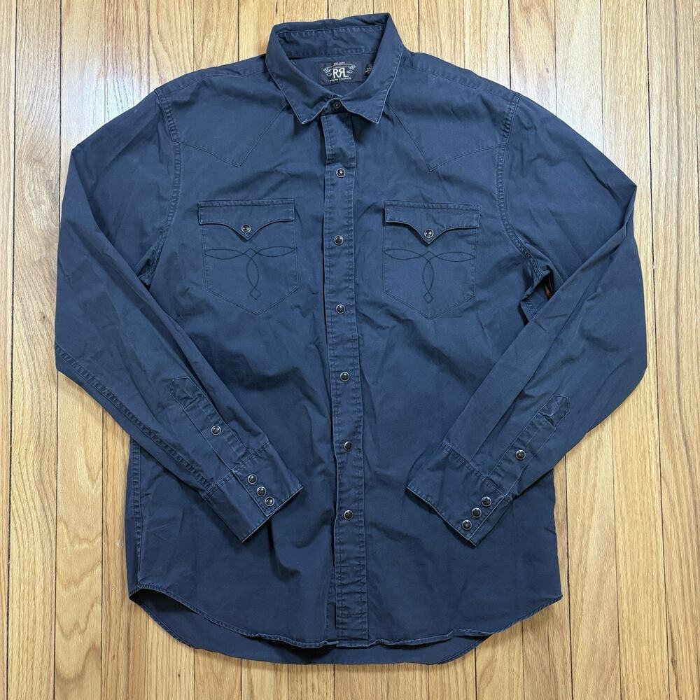 RRL Double RL Ralph Lauren Men's Size Large Black Pearl Snap Western Shirt